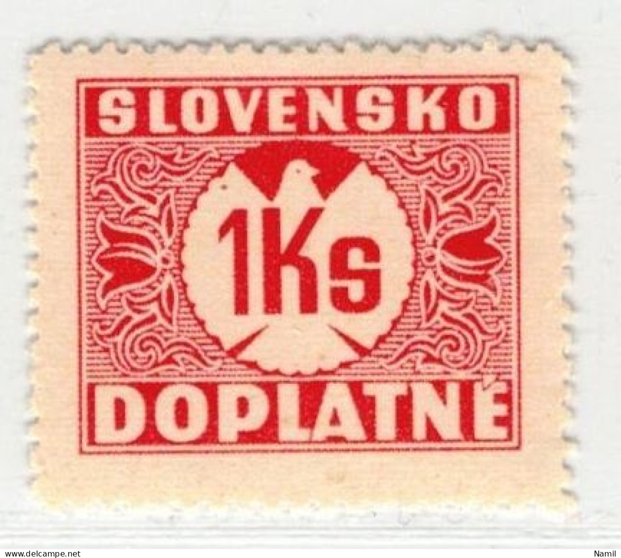 Slovaquie 1939 Mi P 8 (Yv TT 8), (MH)* Trace De Charniere Propre, Gomme Ligné Horizonalement - Ungebraucht