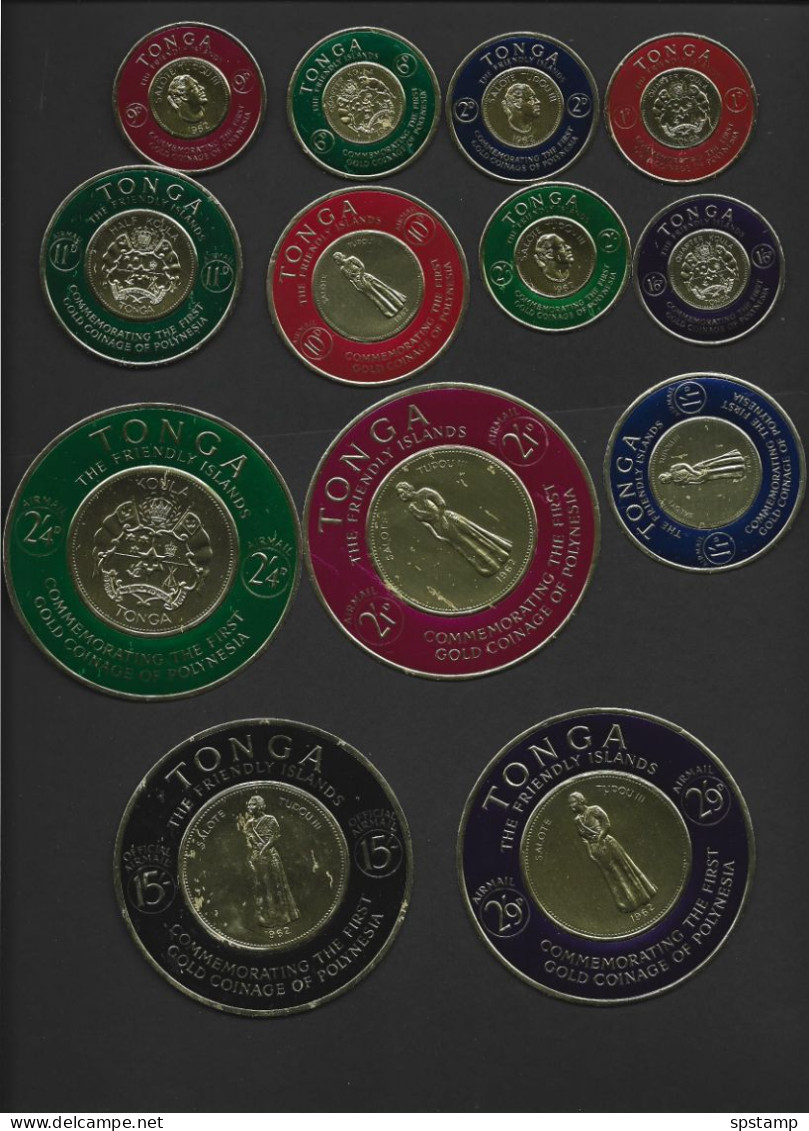 Tonga 1963 Gold Coinage Postage Airs & Official Airs Complete Set Of 13 MLH , Odd Rub - Tonga (...-1970)