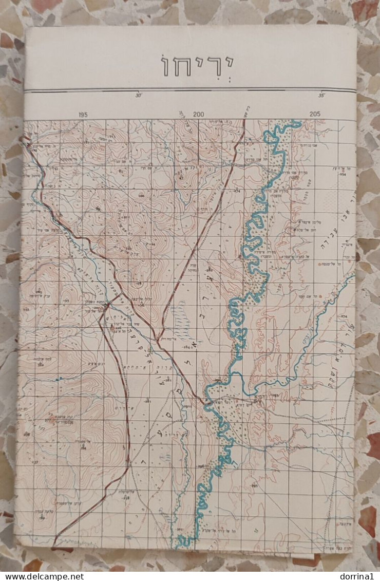 JERICHO River Jordan Area Map 1960 Israel Palestine West Bank Hebrew - 50x70cm