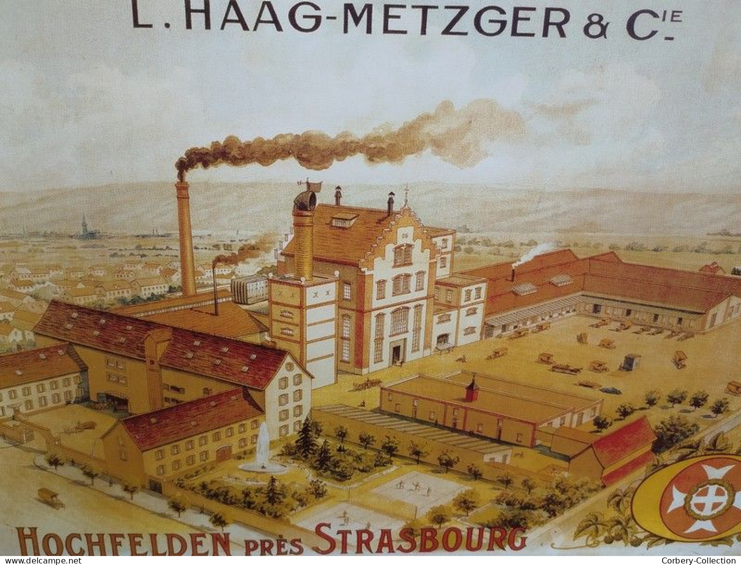 Rare Plaque Tole Publicitaire Bière Brasserie Meteor L. Haag-Metzger & Cie Holchfelden - Plaques En Tôle (après 1960)