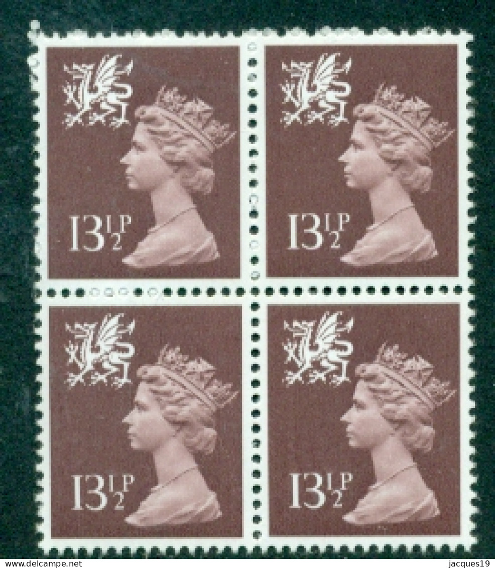 Great Britain Wales 1980 Machin 13 1/2p Block Of 4 SG W33 MNH - Gales