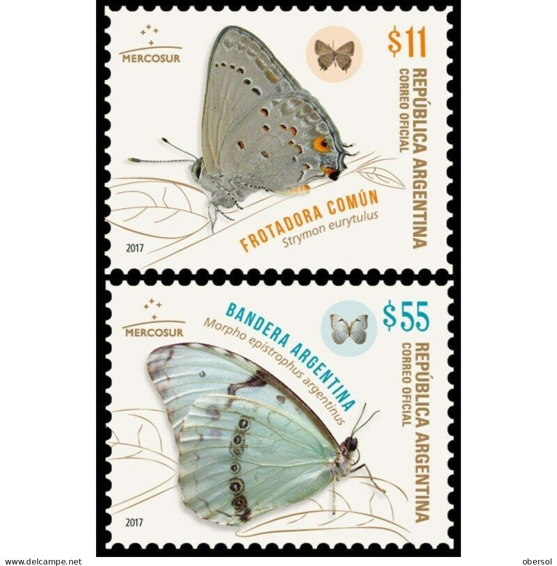 Argentina 2017 Butterflies Mercosur Complete Set MNH - Nuevos