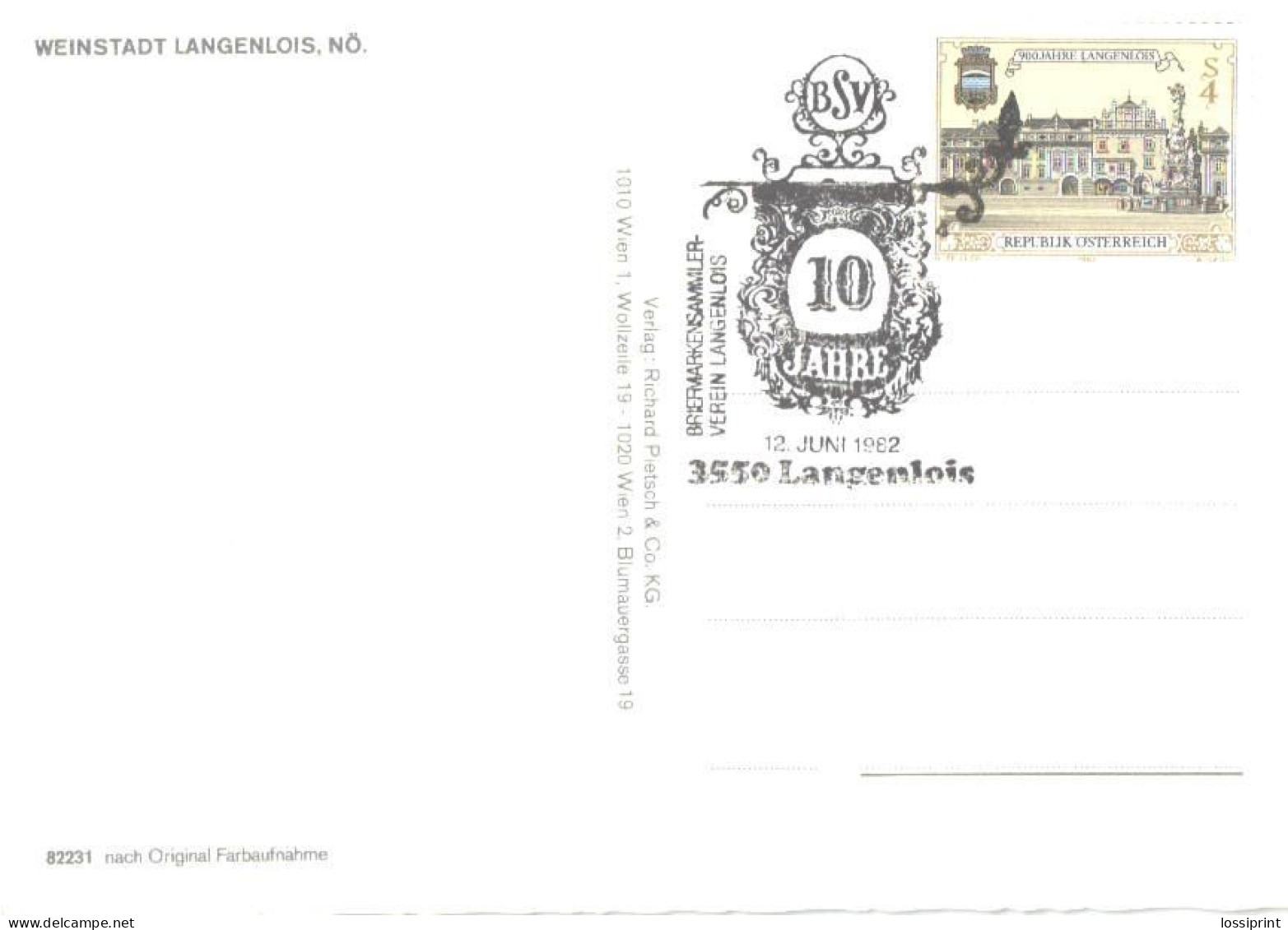 Austria:Langenlois, Special Cancellation, Monument, Buildings - Langenlois