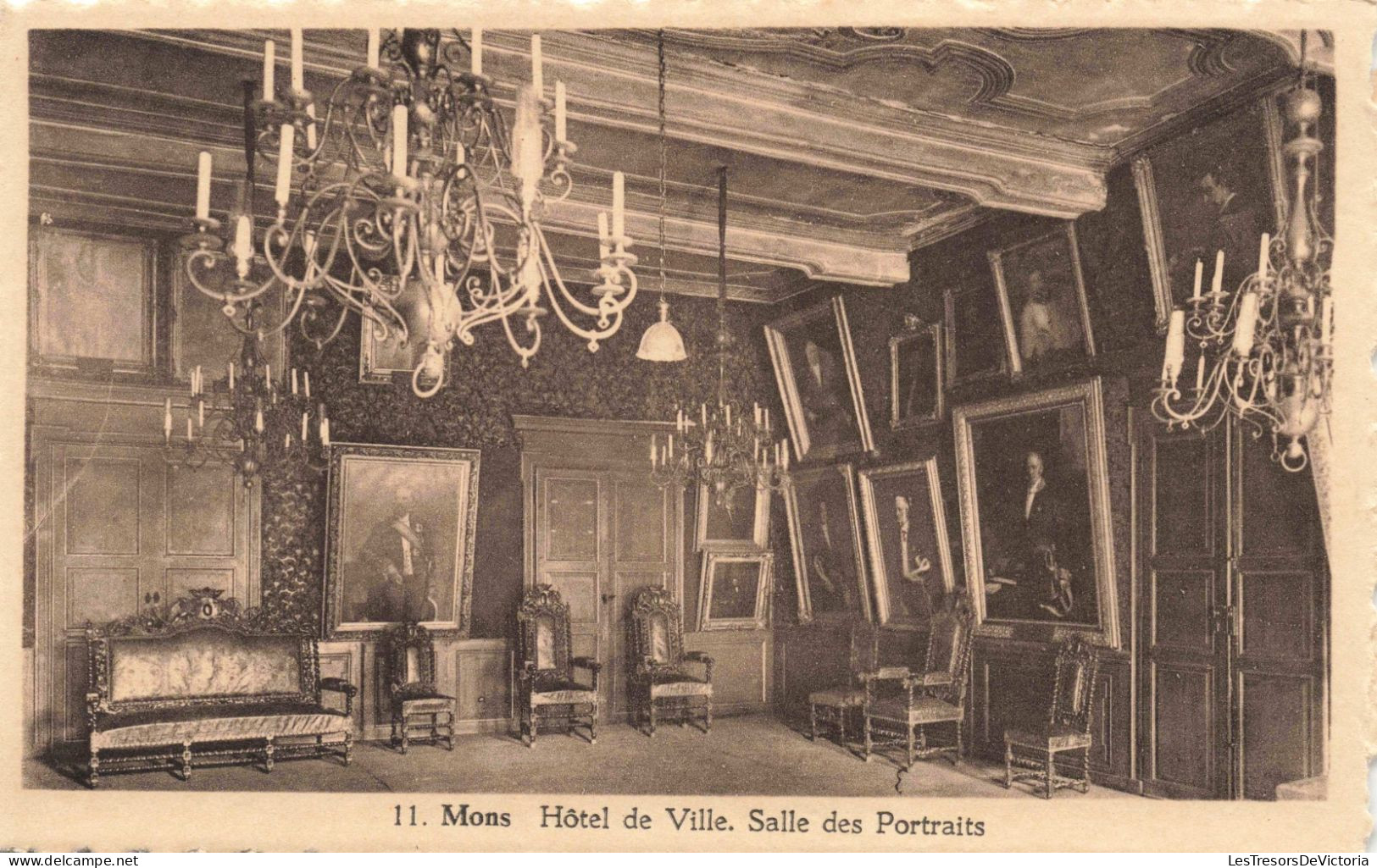 BELGIQUE - Mons - Hôtel De Ville - Salle Des Portraits - Carte Postale Ancienne - Mons