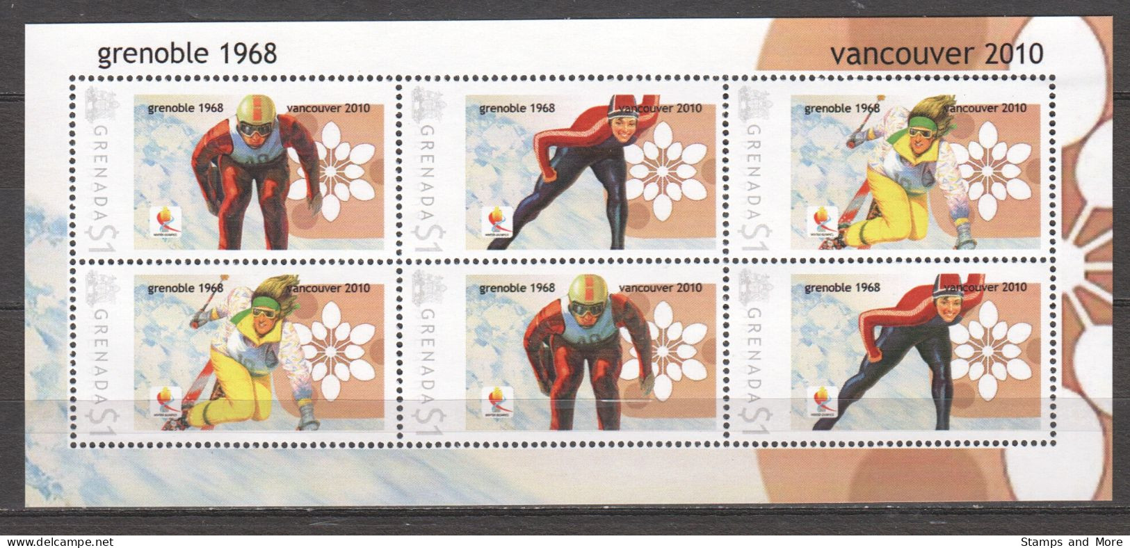 Grenada - Limited Edition Sheet 10 MNH - WINTER OLYMPICS VANCOUVER 2010 - GRENOBLE 1968 - Hiver 2010: Vancouver