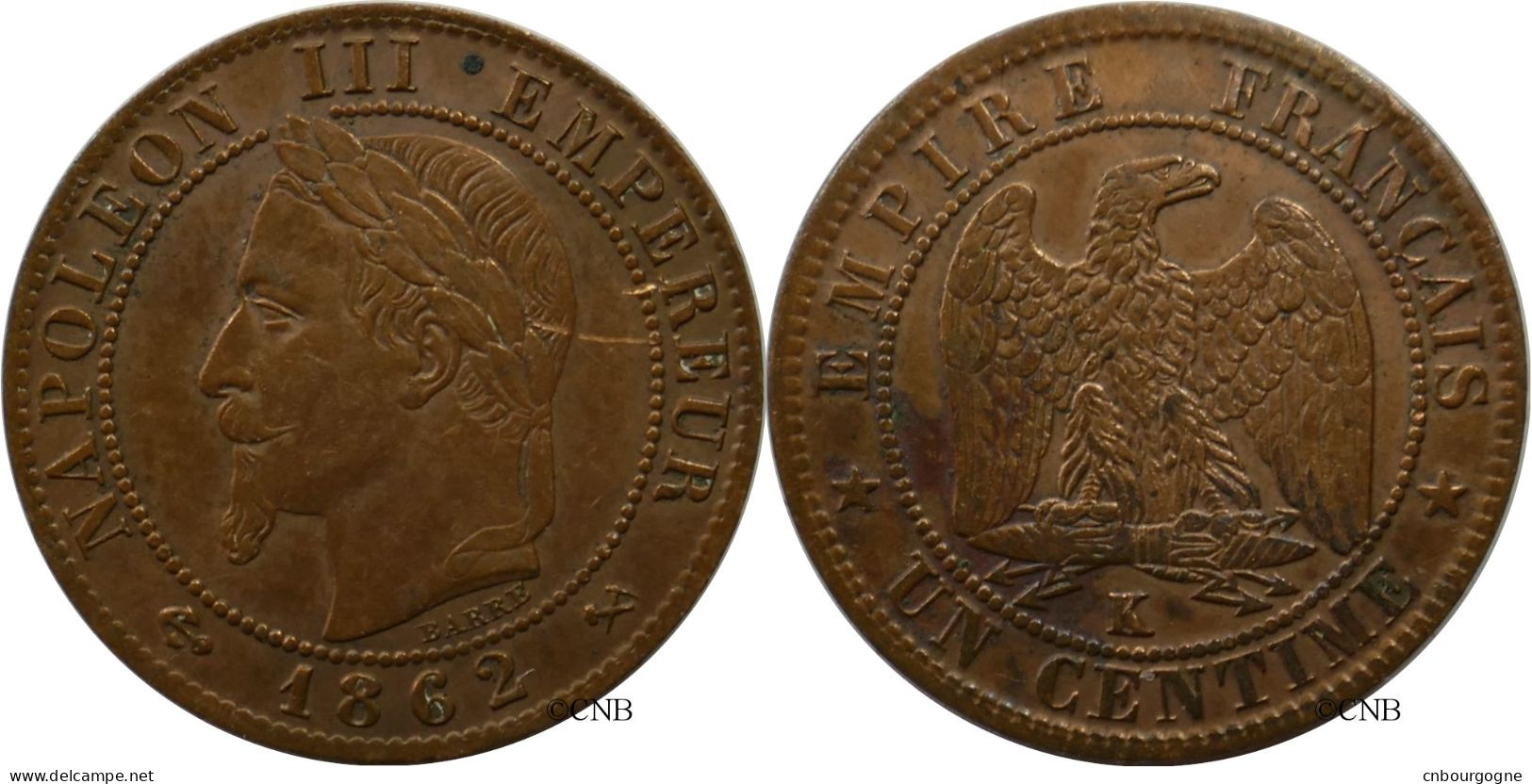 France - Second Empire - Napoléon III - 1 Centime Napoléon III, Tête Laurée 1862 K - TTB/XF45 - Fra4914 - 1 Centime