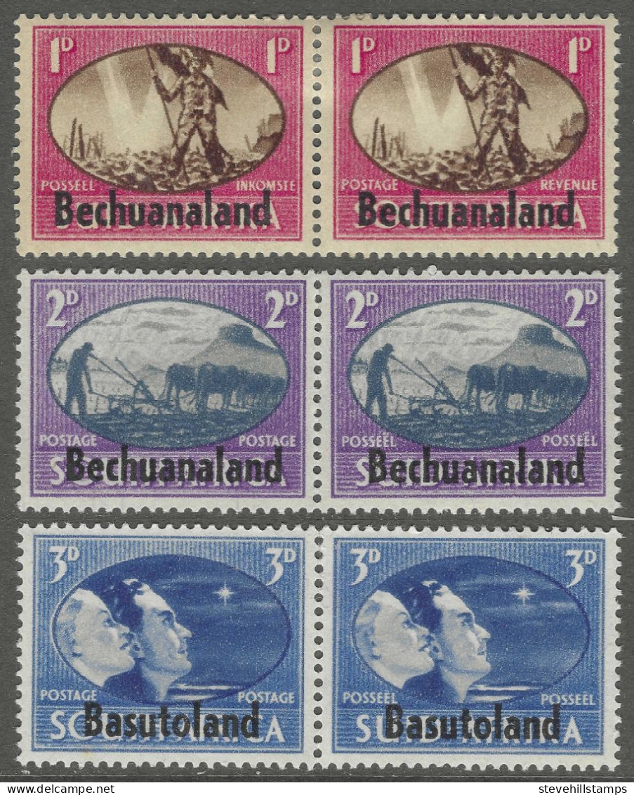 Bechuanaland Protectorate. 1945 Victory. MH Setenant Pairs Complete Set. SG 129-131 - 1885-1964 Bechuanaland Protectorate