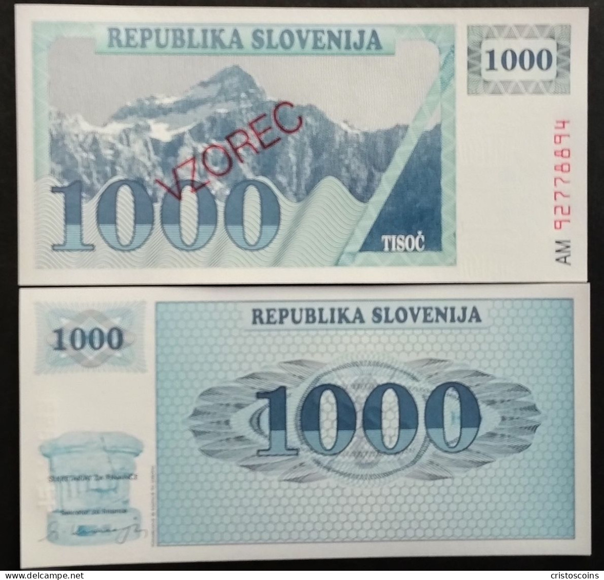 Specimen Slovenia 1000 Tolarjer 1992 UNC  (B/1-52 - Fictifs & Spécimens