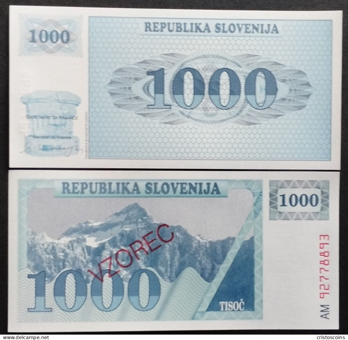 Specimen Slovenia 1000 Tolarjer 1992 UNC  (B/1-52 - Fictifs & Spécimens
