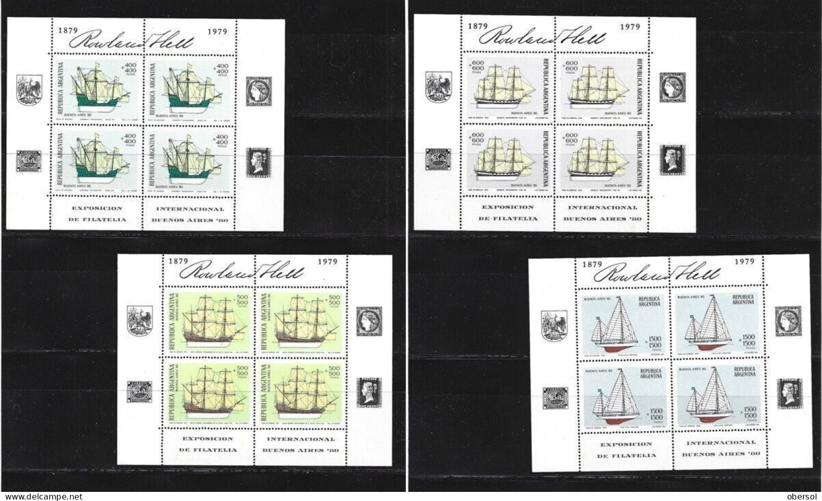 Argentina 1979 International Philatelic Exhibition Complete 4 Blocks MNH (Some Small Tonings) - Ungebraucht