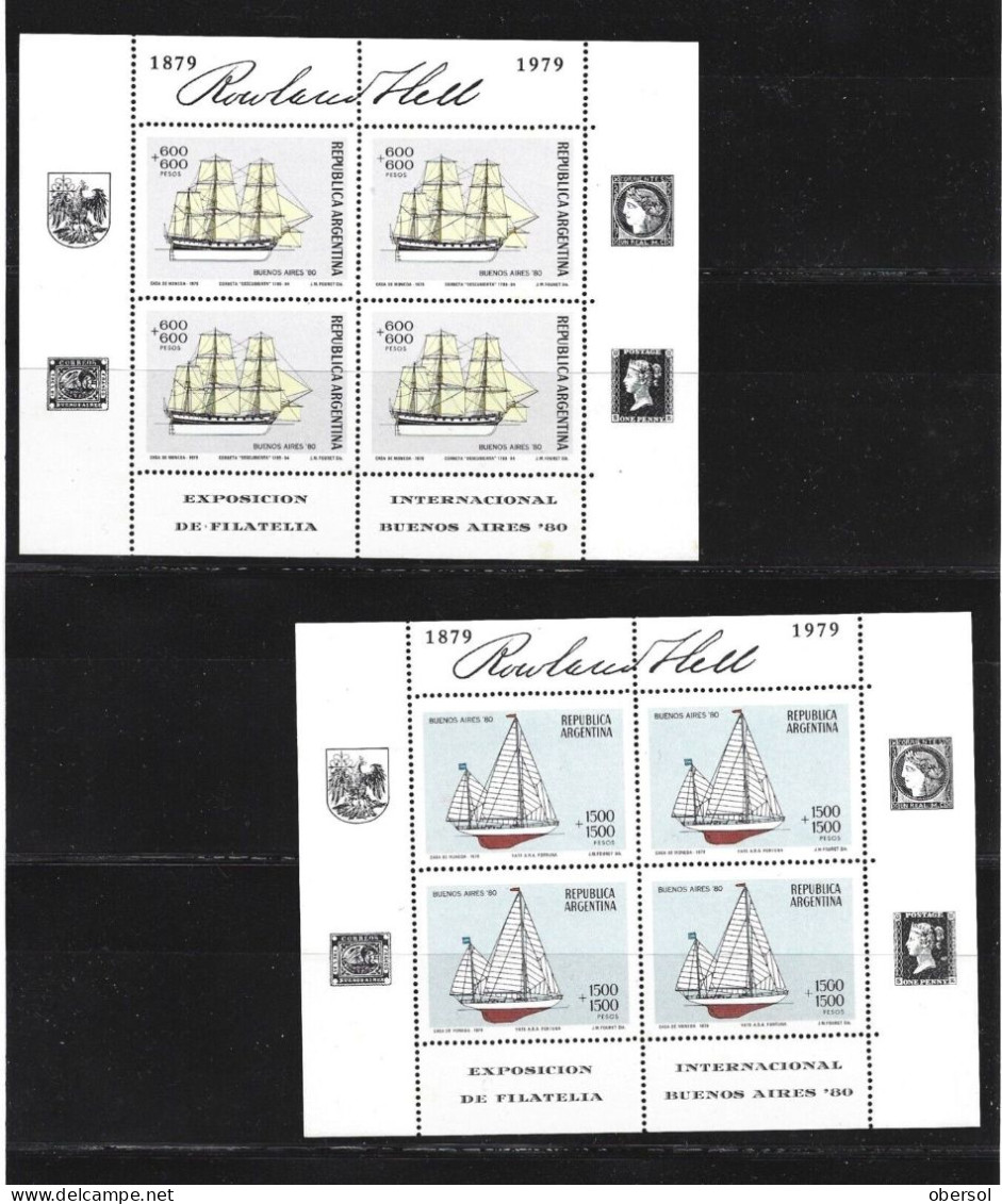 Argentina 1979 International Philatelic Exhibition Complete 4 Blocks MNH (Some Small Tonings) - Nuevos