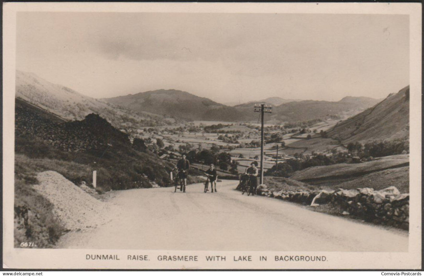 Dunmail Raise, Grasmere, With Lake In Background, Westmorland, 1946 - Aero Pictorial RP Postcard - Grasmere