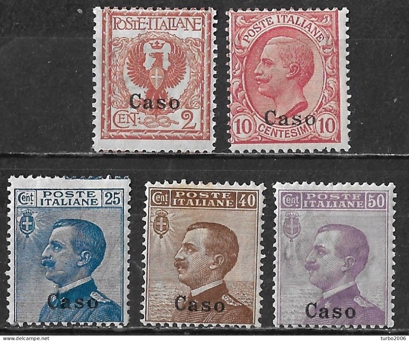 DODECANESE 1912 Italian Stamps With Black Overprint CASO 5 Values From The Set Vl. 1-3-5/7 MH - Dodecaneso