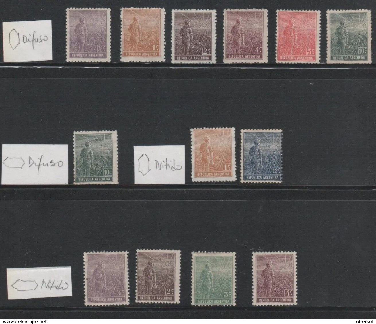 Argentina 1911 Labradores Lot Of 13 Different Stamps MH - $$ - Ongebruikt