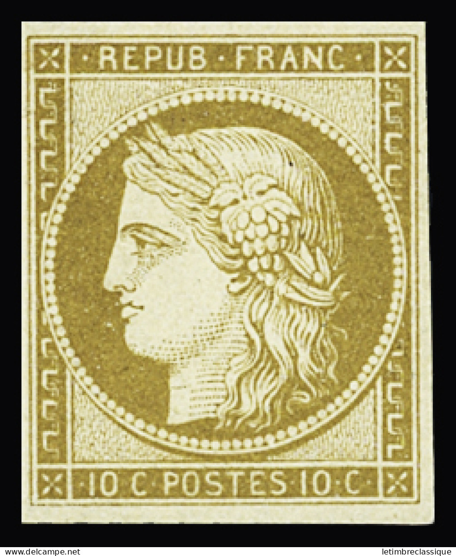 (*) N°1 10c Bistre-jaune, Neuf Sans Gomme, TB. Signé Scheller, A.Brun - 1849-1850 Ceres