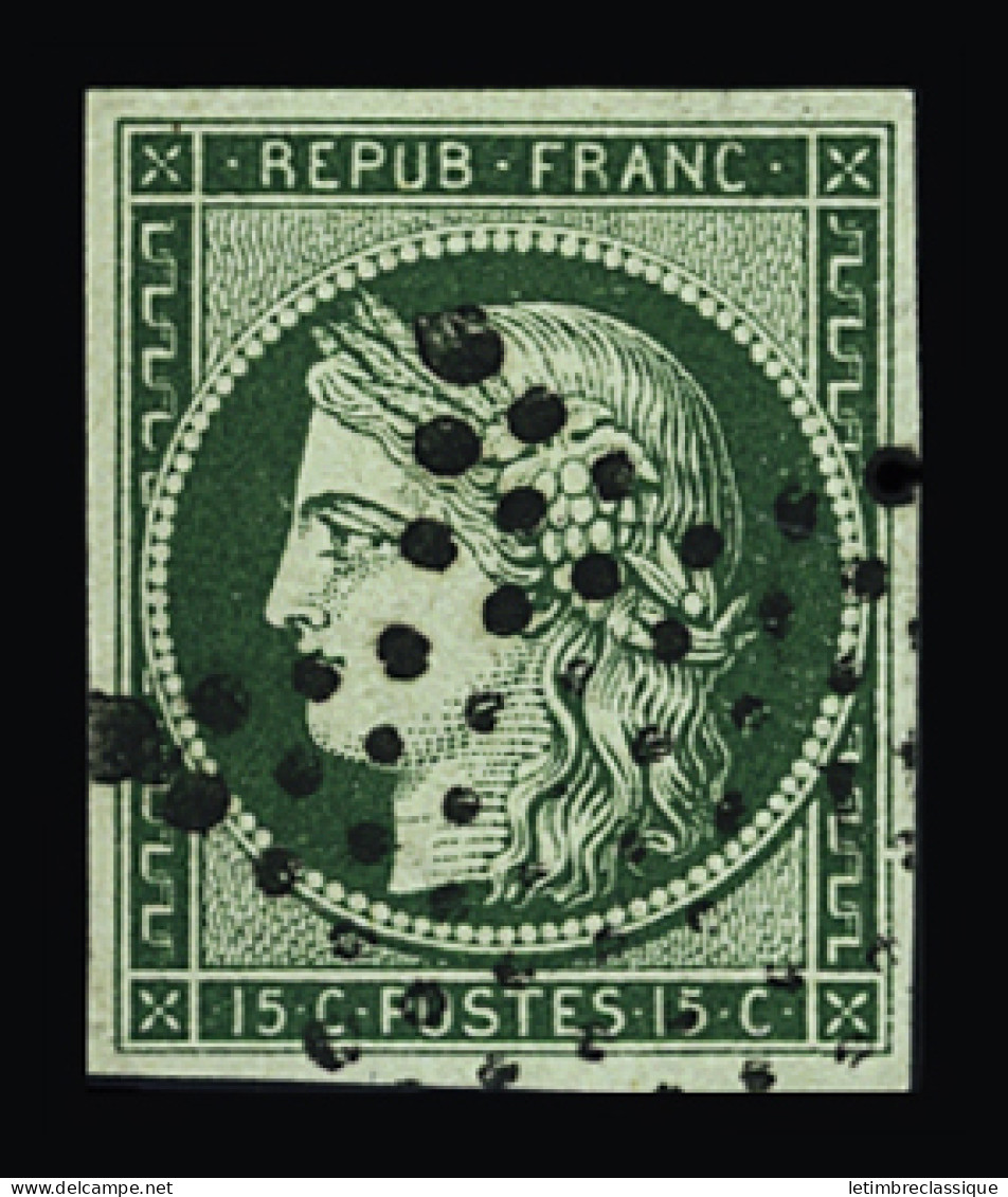 Obl N°2b 15c Vert Foncé Avec Obl. étoile, Belle Pièce, TTB - 1849-1850 Ceres