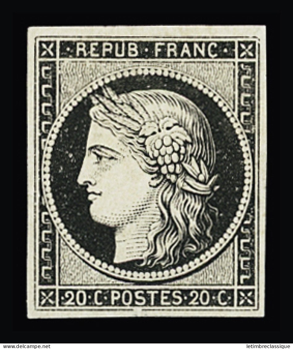 Obl N°3a 20c Noir Sur Blanc, Neuf, TB. Signé Calves - 1849-1850 Ceres