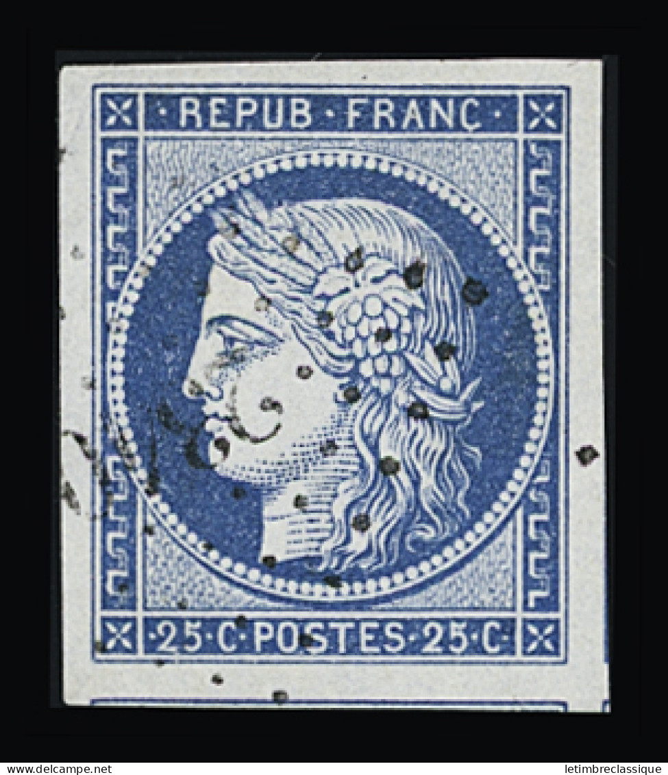 Obl N°4 25c Bleu, Obl. PC 2340 (Orléans, Loiret), Très Grandes Marges, Superbe - 1849-1850 Ceres