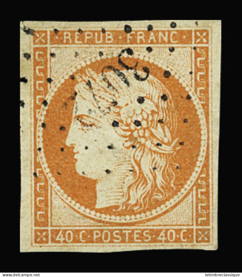 Obl N°5a 40c Orange Vif, Obl. PC 3072 (Saint-Gaudens, Haute-Garonne), TB. Signé Calves - 1849-1850 Ceres