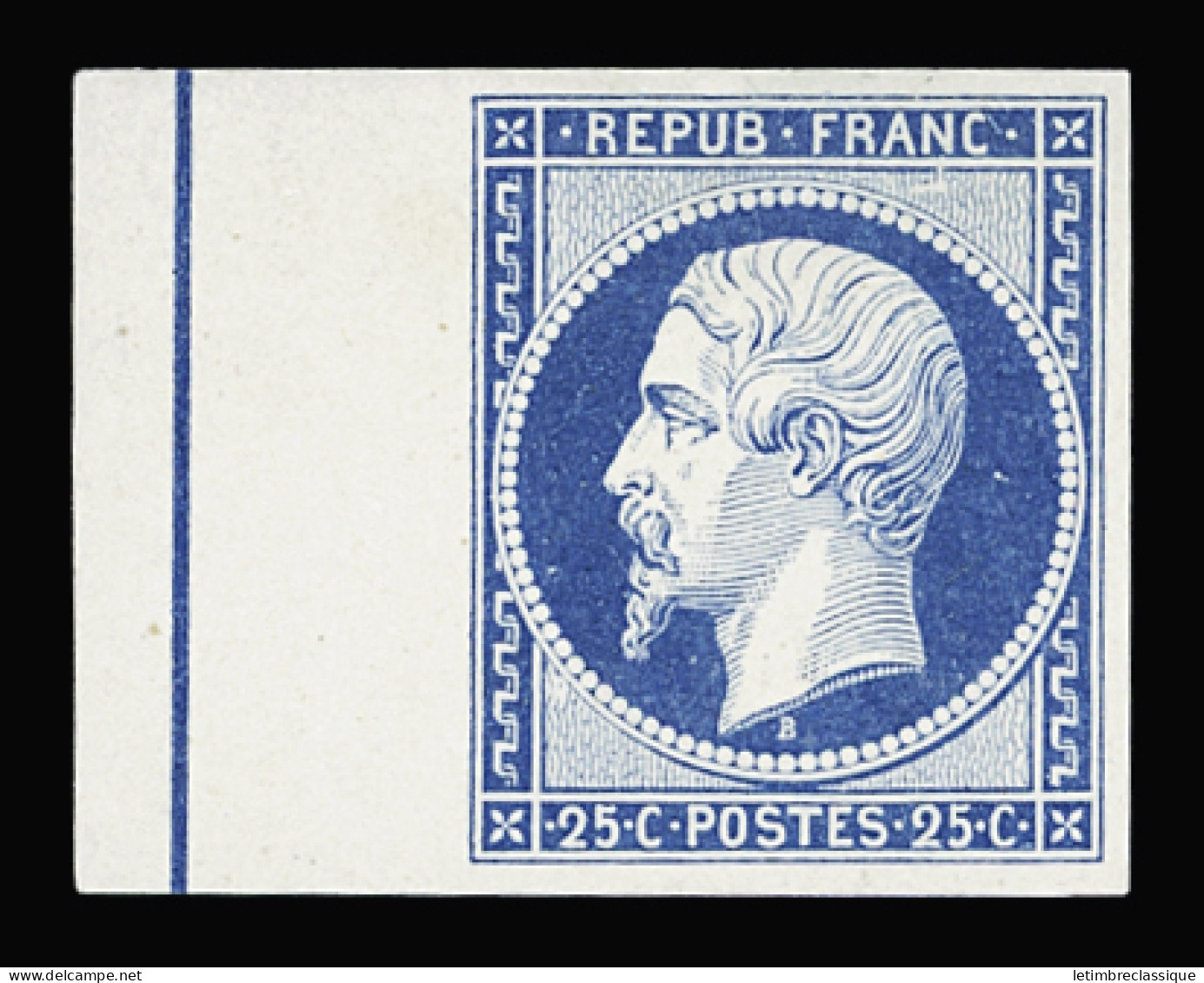 Essai N°10 25c Bleu, ESSAI, Bdf Avec Filet D'encadrement, Neuf Sg, TB - 1852 Louis-Napoleon