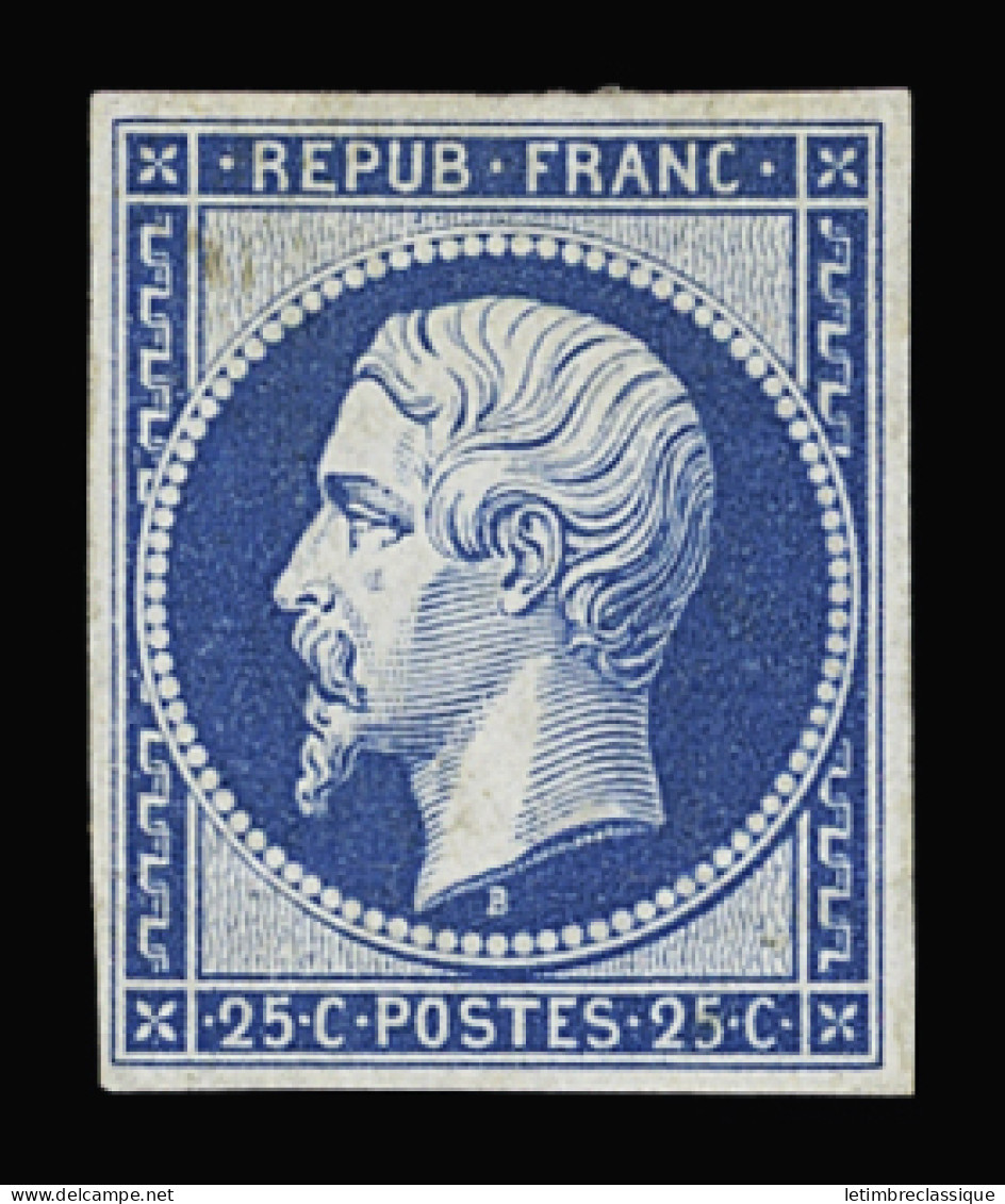 * N°10c 25c Bleu Avec Gomme, Neuf, Pli Dans Le Bas, B/TB. Signé Pfenninger - 1852 Louis-Napoleon