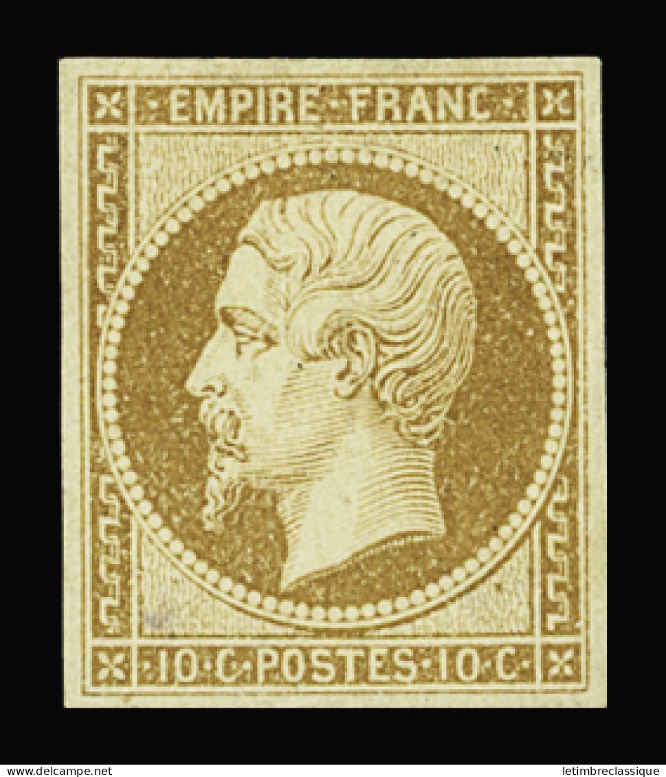 * N°13B 10c Bistre, Neuf, TB. Signé JF. Brun  Et Calves - 1853-1860 Napoléon III