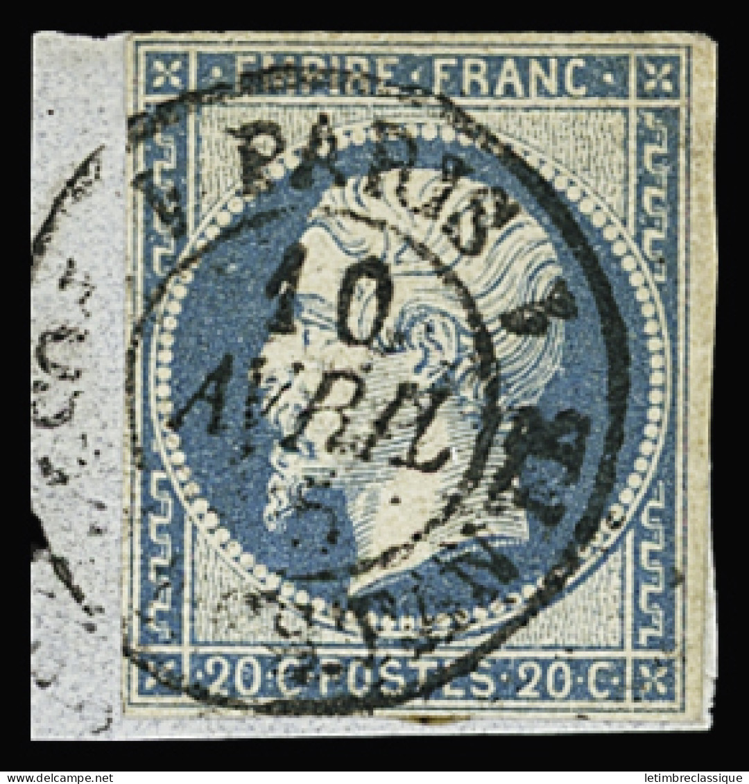 Sur Fragment Càd 1 Paris 1 POSTE RESTANTE Sur N°14 Sur Petit Fragment, TTB, Très Rare. Signé JF.Brun - 1853-1860 Napoléon III