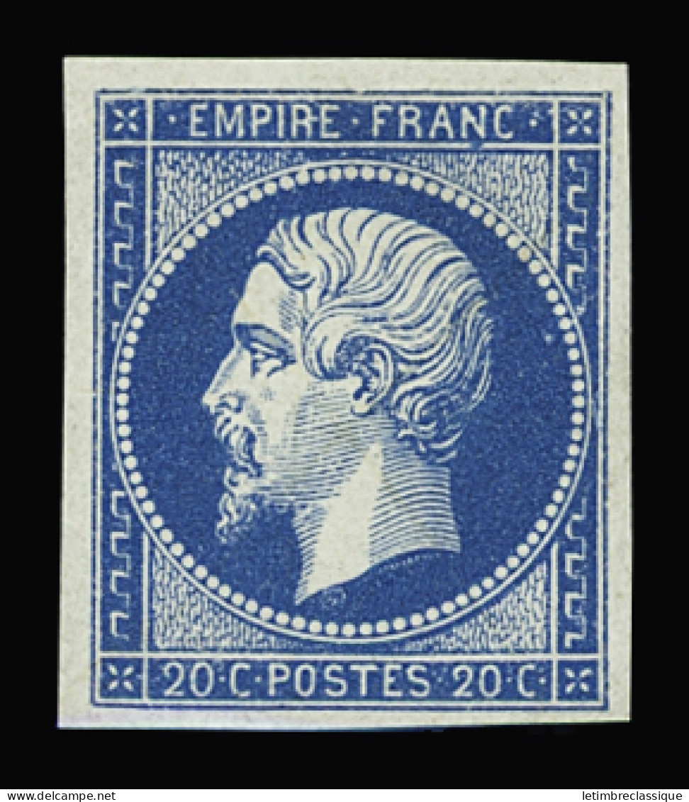 Obl N°14A 20c Bleu, Neuf Sg, TTB - 1853-1860 Napoléon III.