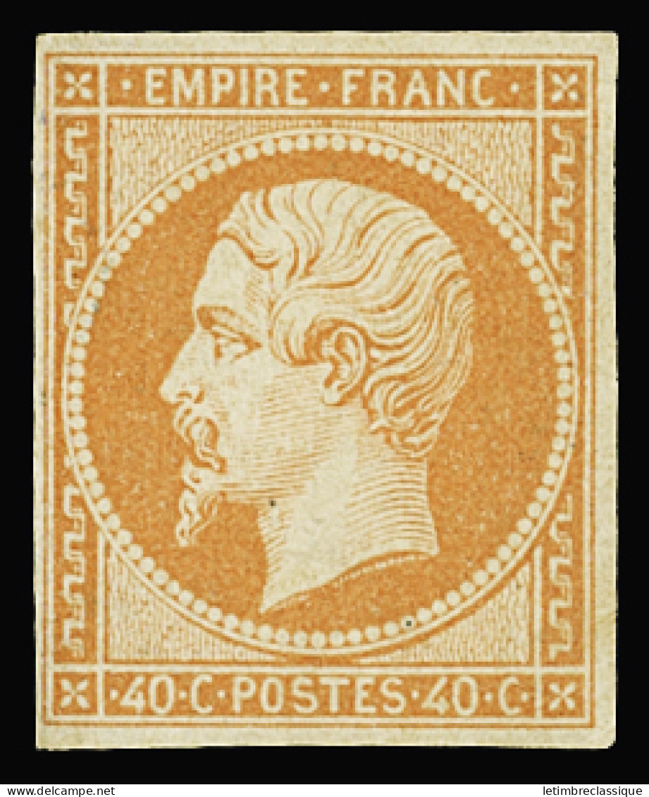 Obl N°16 40c. Orange, Belles Marges Régulières, Neuf Sans Gomme, TB. Signé Calves - 1853-1860 Napoléon III.