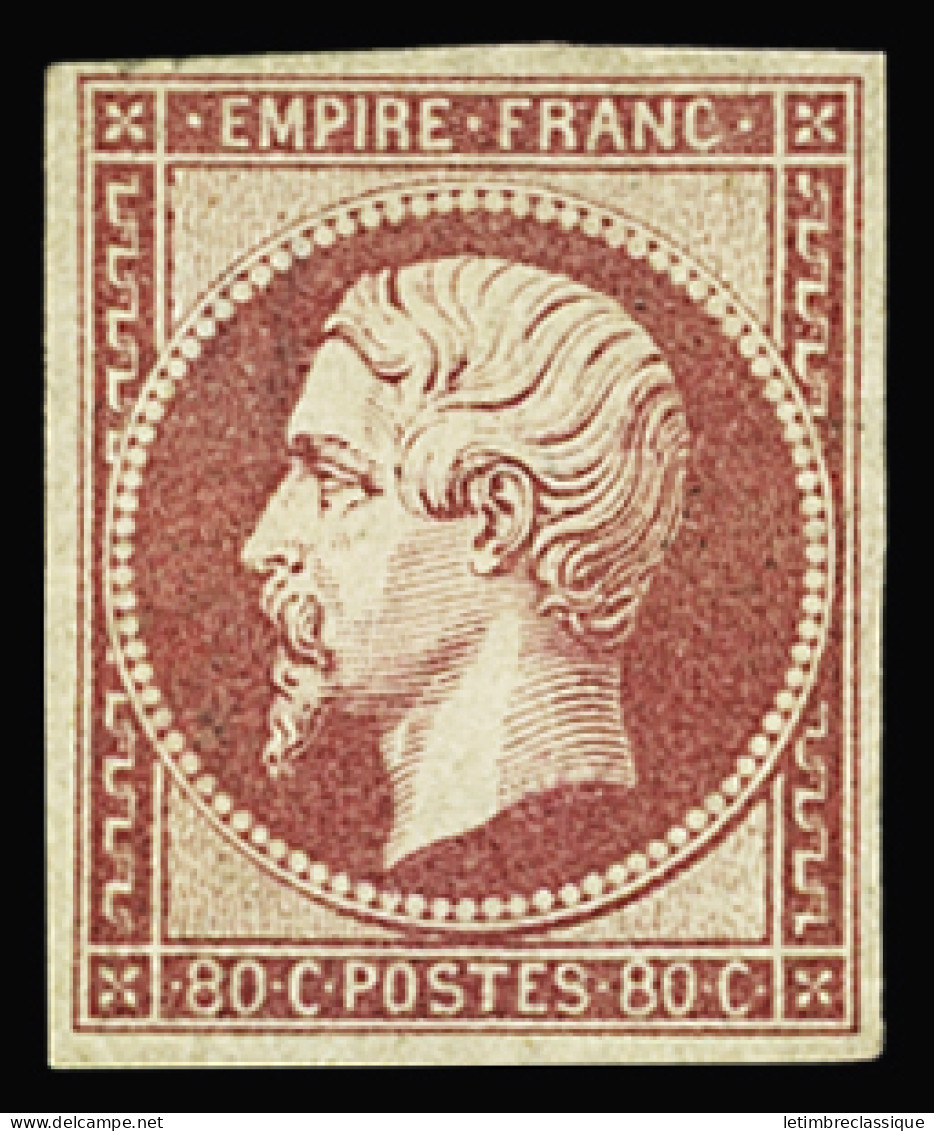 Obl N°17B 80c Rose, Bien Margé, Regommé, TB, R. Signé Calves (cote Neuf Sans Gomme) - 1853-1860 Napoleon III