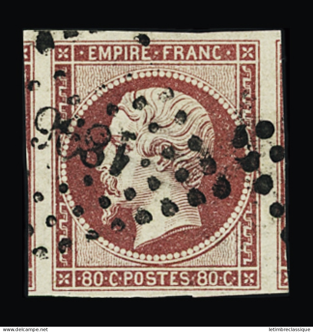 Obl N°17B, 80 C. Rose, Obl. PC 1896 (Marseille), Belles Marges,  TTB. Signé Jamet - 1853-1860 Napoléon III.