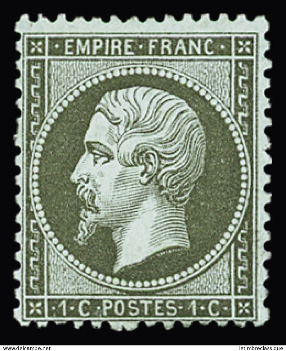 * N°19 1c Vert-olive, Invisible Trace De Charnière, Très Frais, TTB - 1862 Napoleon III
