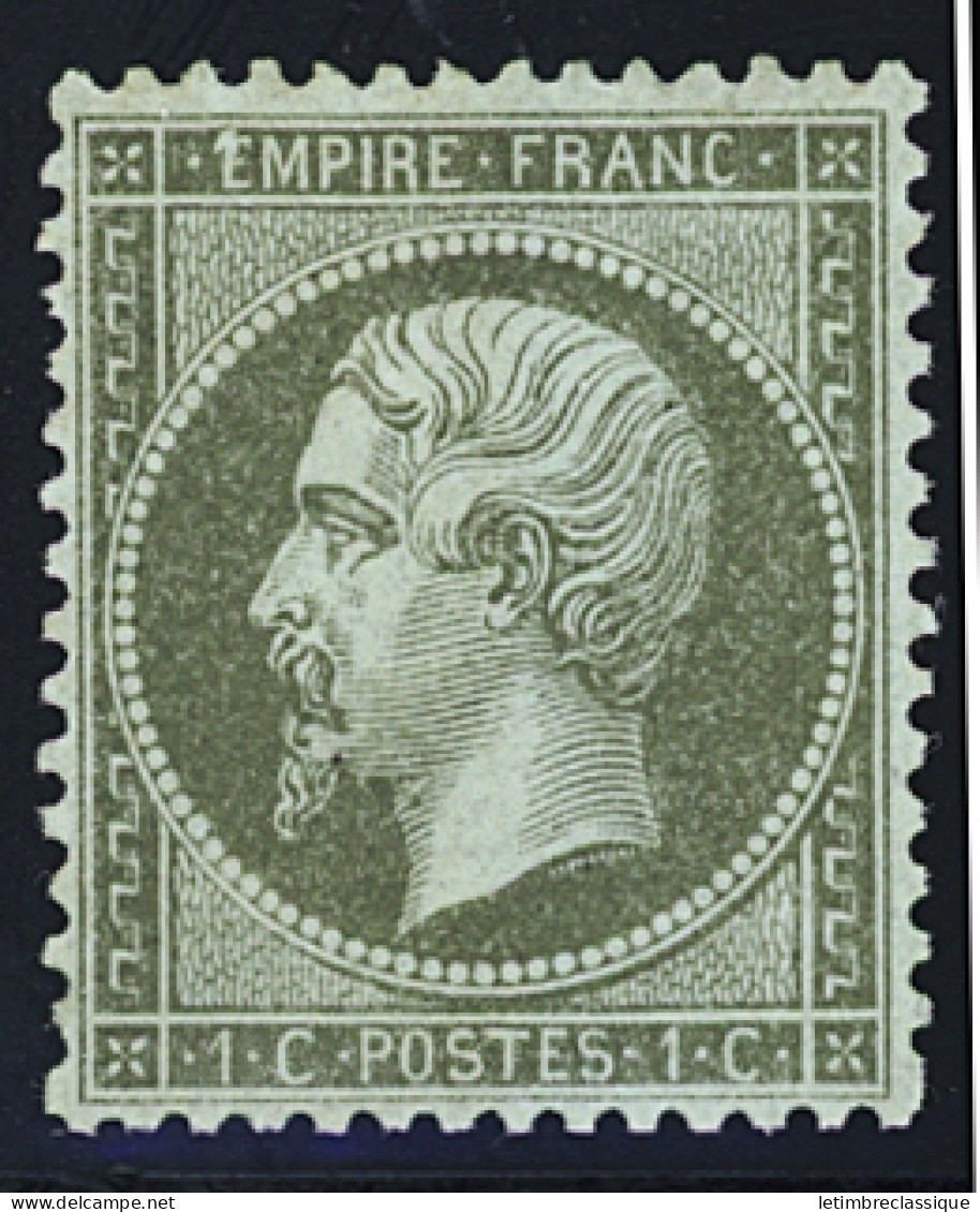 Obl N°19 1c Vert-olive, Piquage à Cheval, Gno, TB - 1862 Napoleon III