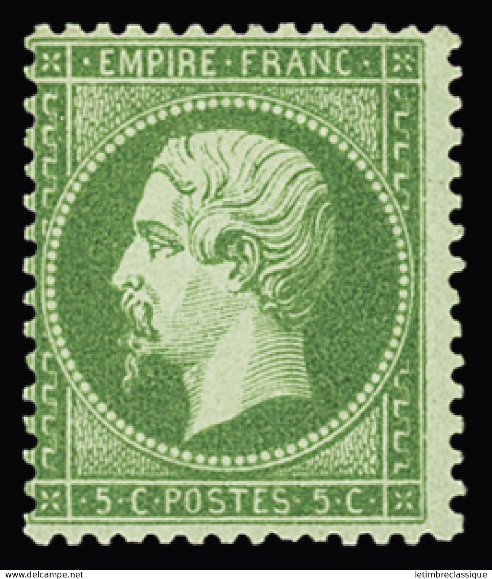 * N°20a 5c Vert Foncé, Invisible Trace De Charnière, Très Frais, TTB - 1862 Napoléon III