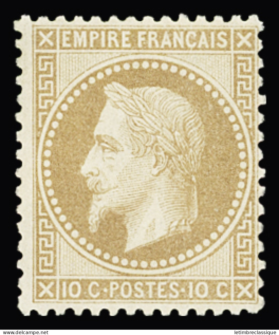 Obl N°28A 10c Bistre Type I, Neuf Sans Gomme, TTB. Signé A.Brun - 1863-1870 Napoleone III Con Gli Allori