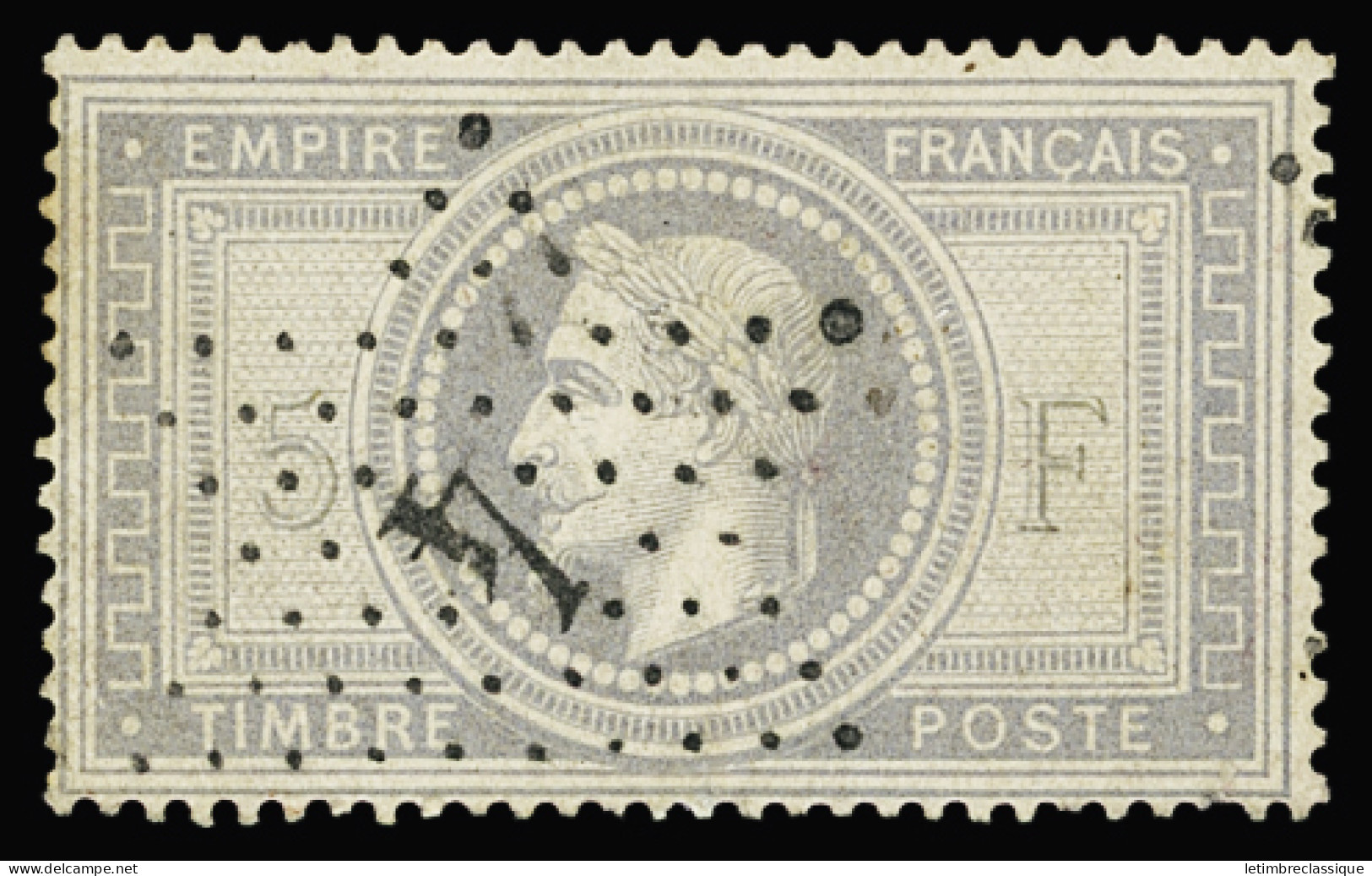 Obl N°33 5f. Gris, Obl. étoile N°4, Frappe Superbe, Restauré, TB D'aspect - 1863-1870 Napoleon III With Laurels