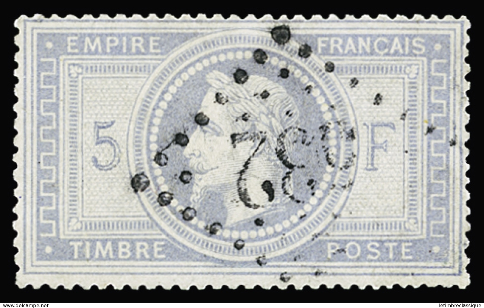 Obl N°33a 5f. Gris-bleu, Obl. GC 532 (Bordeaux), Restauré, TB D'aspect - 1863-1870 Napoleon III With Laurels