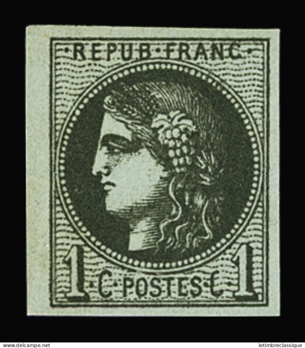 ** N°39A 1c Olive, Neuf **, TB (cote *) - 1870 Bordeaux Printing