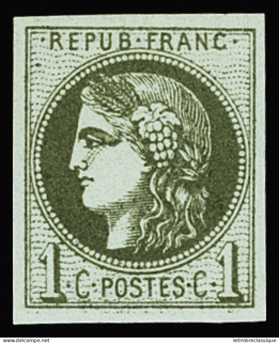 * N°39B 1c Olive, Neuf *, TB. Signé Scheller - 1870 Ausgabe Bordeaux