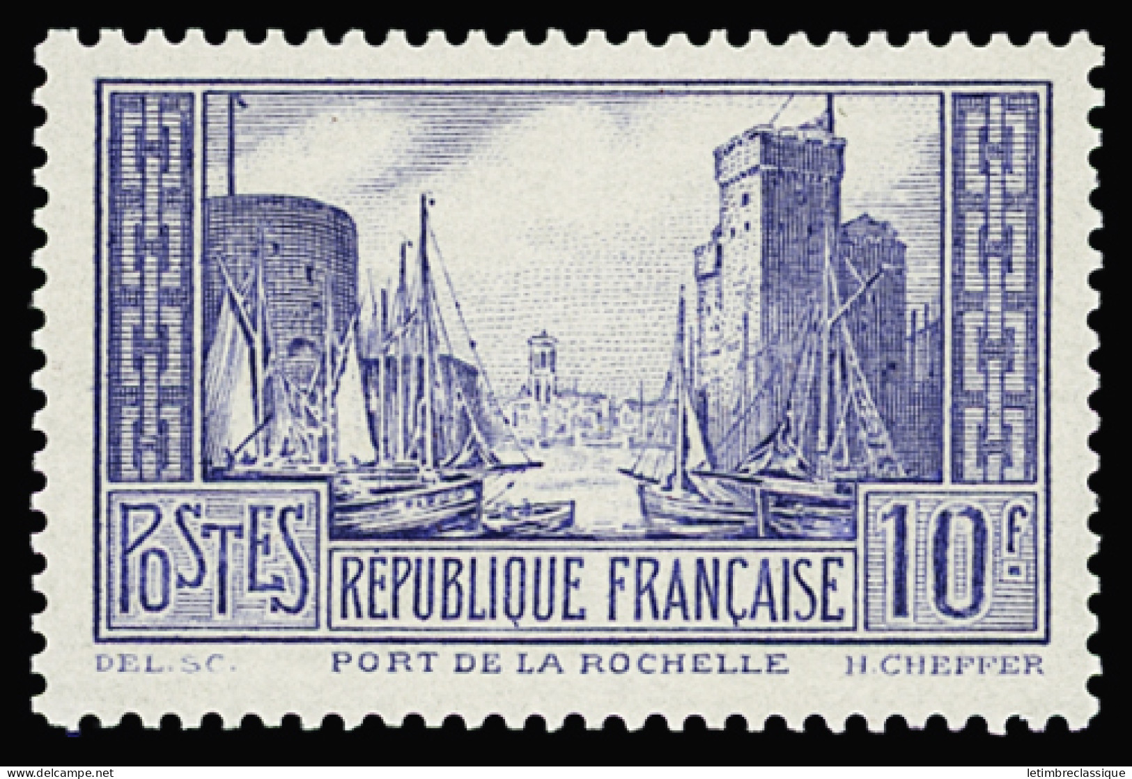 ** N°261b 10fr.  Outremer Pale, La Rochelle, Neuf **, TB - Andere & Zonder Classificatie