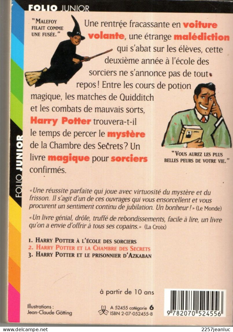 J.k Rowling . Harry Potter Et La Chambre Des Secrets   - Folio Junior De 2001 - Harry Potter