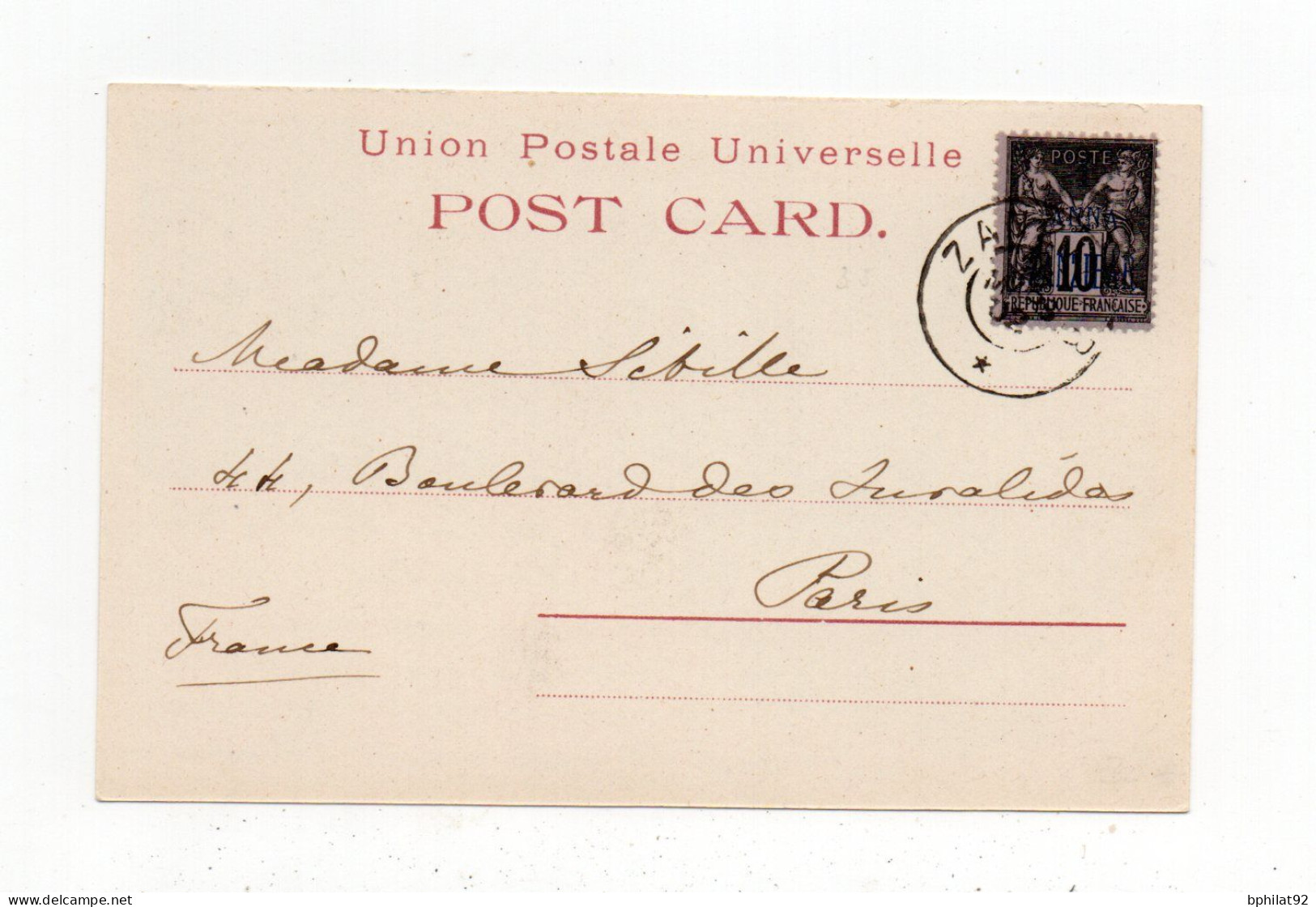 !!! ZANZIBAR, CPA DE 1902 POUR PARIS - Storia Postale