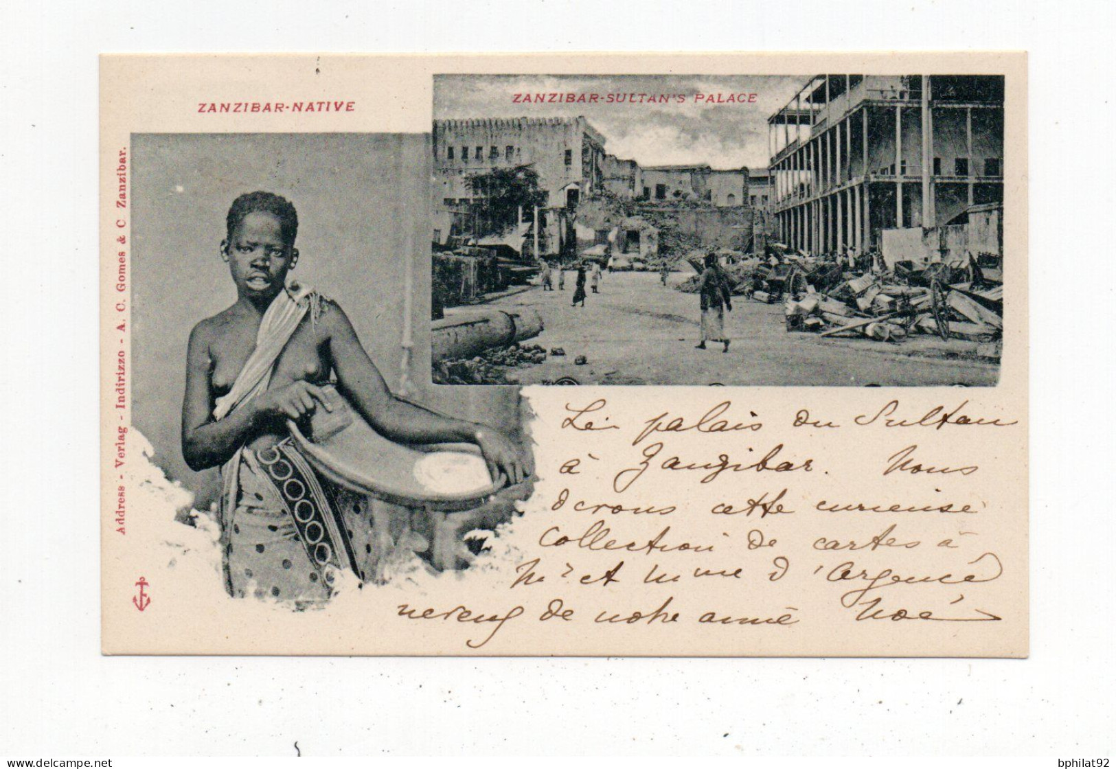 !!! ZANZIBAR, CPA DE 1902 POUR PARIS - Brieven En Documenten