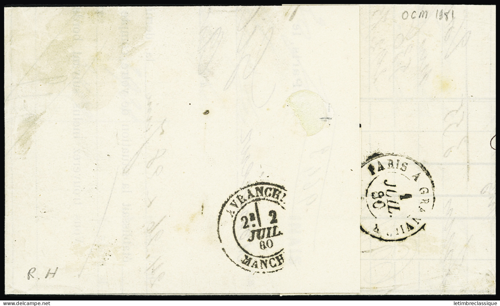 Lettre N°90, 3 Pièces OBL CAD D'essai "Paris Place De La Bourse" (juillet 1880) (diamètre 23mm - De Beaufond N°666) Sur  - 1876-1898 Sage (Type II)