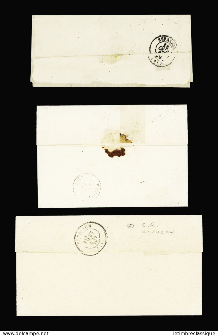 Lettre 3 Lettres : N°14 OBL PC 1607 + T22 Lacalm (1859 - Ind 17) Et N°22 OBL GC 1913 + T22 Lacalm (1865) + Boite Rurale  - 1849-1876: Periodo Clásico