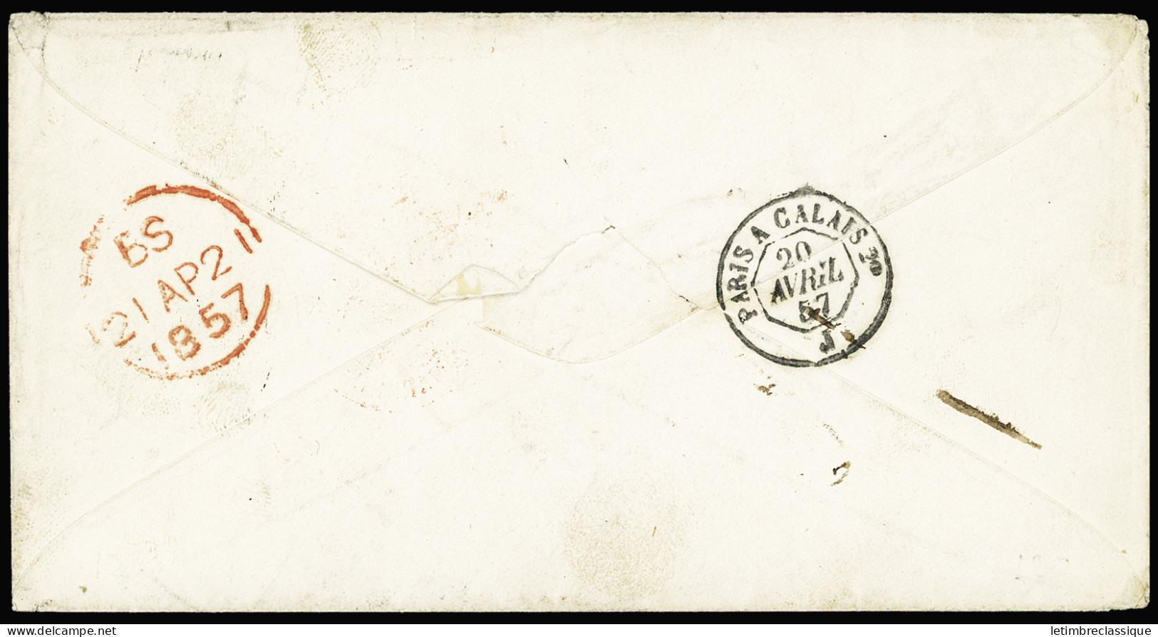 Lettre Lettre De Rome Pour Londres (1857) Avec Marque D'échange "Fr 3F76c". TB - Schiffspost