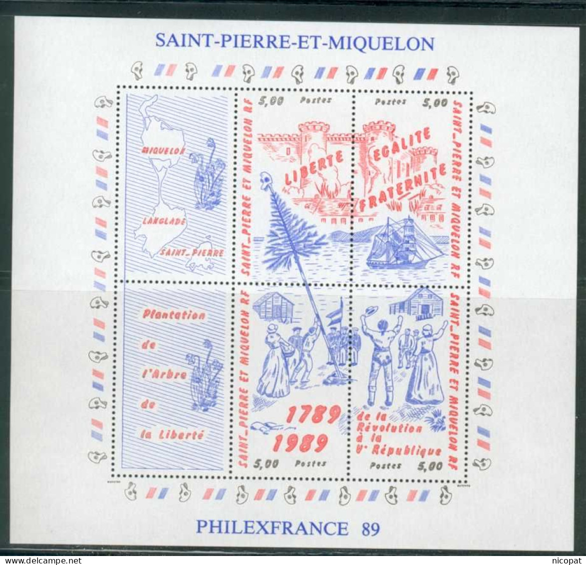 SAINT PIERRE ET MIQUELON MNH ** 504-507 Bloc 3 Bicentenaire De La Révolution Francaise Déclaration Droits De L'homme - Blocks & Sheetlets