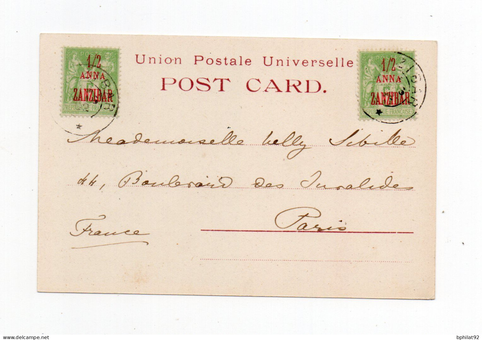 !!! CPA DE ZANZIBAR DE 1902 POUR PARIS - Covers & Documents