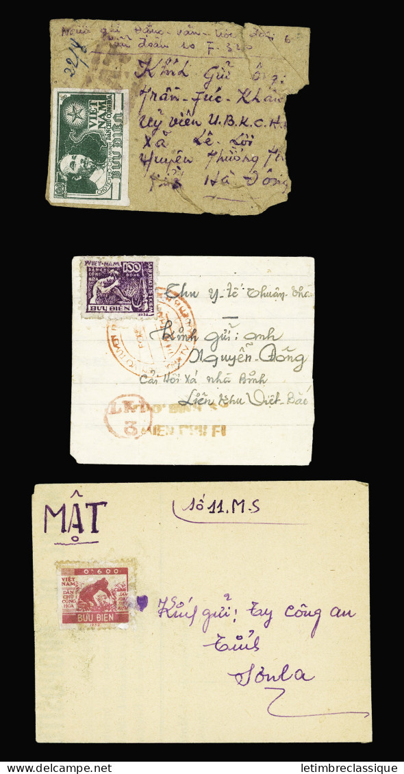 Lettre 1951-1952 Trois Lettres Avec N°63, 68 Et 71, B/TB, Rare Sur Lettres - Viêt-Nam