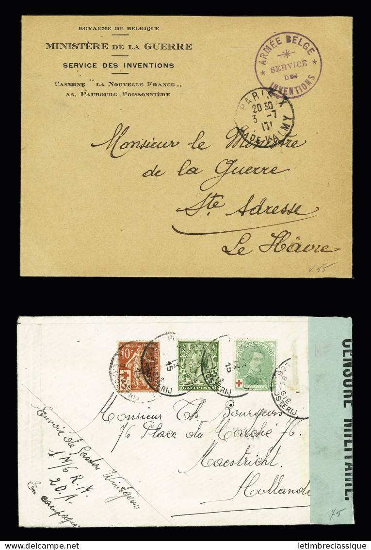 Lettre 6 Lettres De Belgique Pendant La Guerre 1914-1918 Dont AFF Mixte France - Belgique - Grande-Bretagne (1915) Et LF - Other & Unclassified